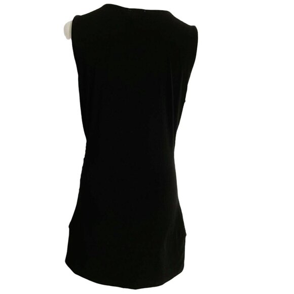 Cache Medium  Top Blouse Keyhole Black Gold Detail Sleeveless - Picture 4 of 6